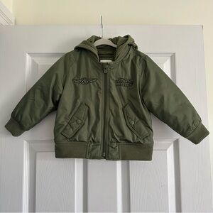 Size 2T Baby Gap Star Wars Grogu Bomber Jacket Green Hooded Toddler